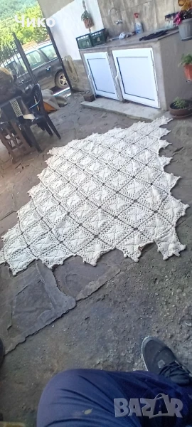 2бр стари ръчно плетени ретро покривки, снимка 1