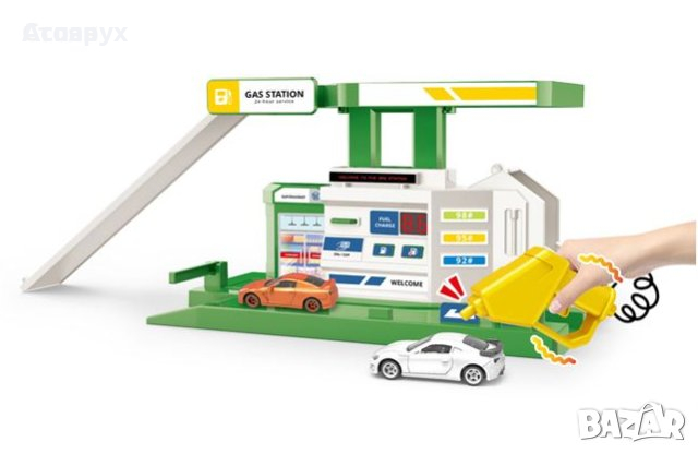 Детска играчка Бензиностанция с два автомобила с звук и светлина, снимка 1