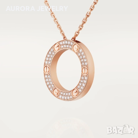CARTIER Love Rose Gold Large Paved Diamonds Pendant Дамскo Колие, снимка 10 - Колиета, медальони, синджири - 52888468