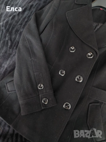 Дамско черно палто, снимка 4 - Палта, манта - 51951365