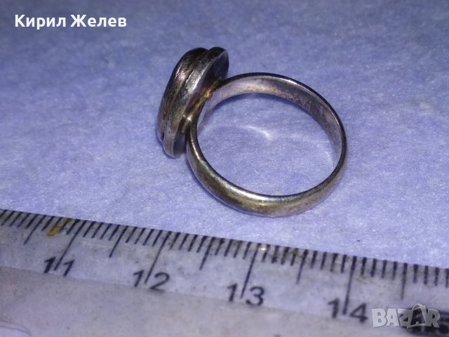 Старинен СКЪПОЦЕНЕН АНГЛИЙСКИ СРЕБЪРЕН РЕТРО АРТ ДЕКО ПРЪСТЕН с РЪЧНО ШЛИФОВАН МЛЕЧНОБЯЛ АХАТ 40328, снимка 9 - Антикварни и старинни предмети - 42613114