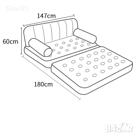Двоен надуваем матрак с разтегателен диван за спане, снимка 2 - Дивани и мека мебел - 53169801