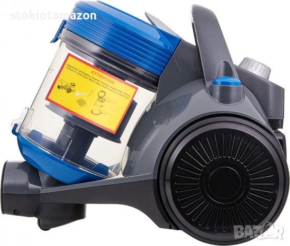 Amazon Basics - Цилиндрична прахосмукачка, мощна, компактна и лека, без торба, за твърд под и килим