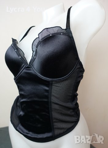 75В черен сатенен корсет, снимка 4 - Корсети, бюстиета, топове - 44186097