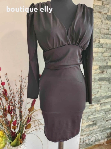 дамска рокля в синьо и кафяво, снимка 2 - Рокли - 53221127