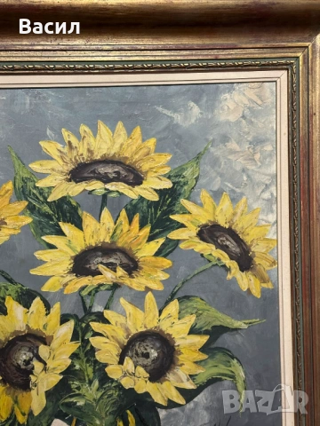 Картина масло със сланчогледи, снимка 6 - Картини - 54230363