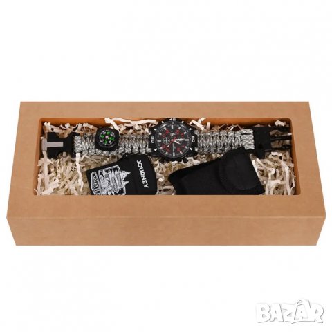  Подаръчен комплект Часовник - гривна за оцеляване, запалка и мултифункционален инструмент, снимка 1 - Подаръци за мъже - 39651168