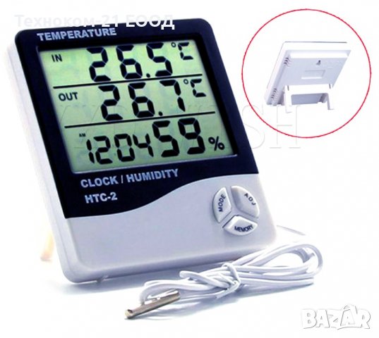 Термометър, влагомер и часовник HTC-2 , снимка 2 - Друга електроника - 37387669