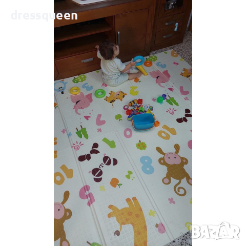 4137 Сгъваемо детско килимче за игра, топлоизолиращо 180x200x1cm - Жираф и Цифри, снимка 9 - Други - 44615700