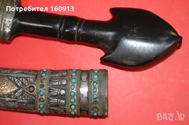 Османска кама Ханджар сребърна кания със златни орнаменти., снимка 10 - Антикварни и старинни предмети - 51485940