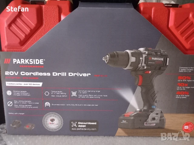 Акумулаторна безчеткова бормашина PARKSIDE 