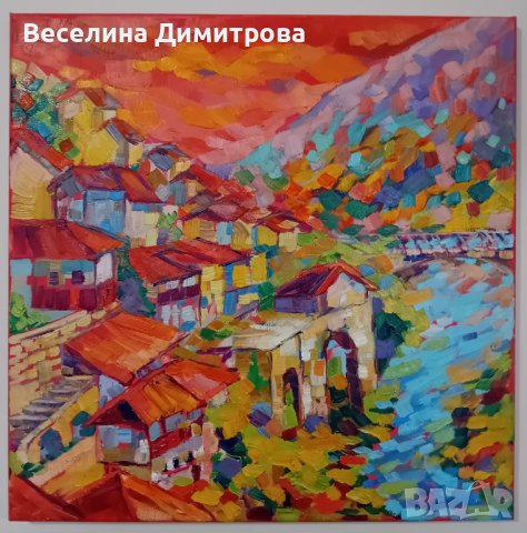 Картина с маслени бои "Импресия, Велико Търново ", снимка 1 - Декорация за дома - 44308559