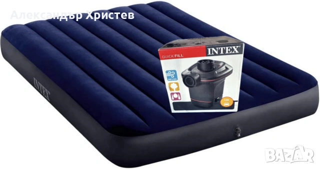 Двоен надуваем дюшек Intex с електрическа помпа 12v