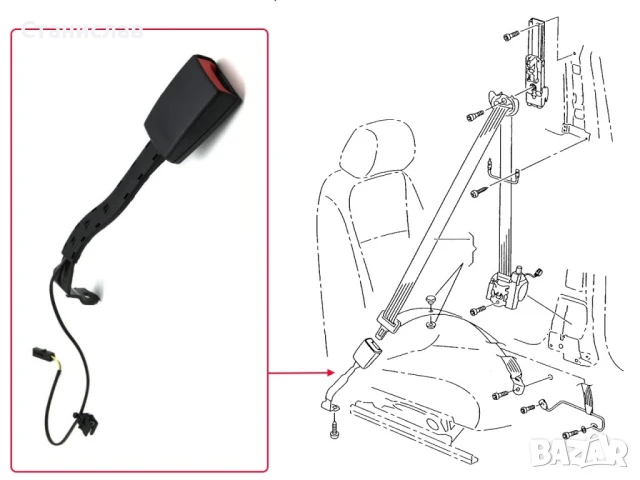 Гнездо за предпазен колан VW Passat B6, снимка 2 - Части - 50626838