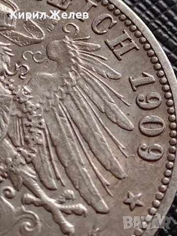 СРЕБЪРНА МОНЕТА 3 марки 1909г. ГЕРМАНСКА ИМПЕРИЯ ВИЛХЕЛМ втори УНИКАТ ЗА КОЛЕКЦИОНЕРИ 19287, снимка 6 - Нумизматика и бонистика - 39692092