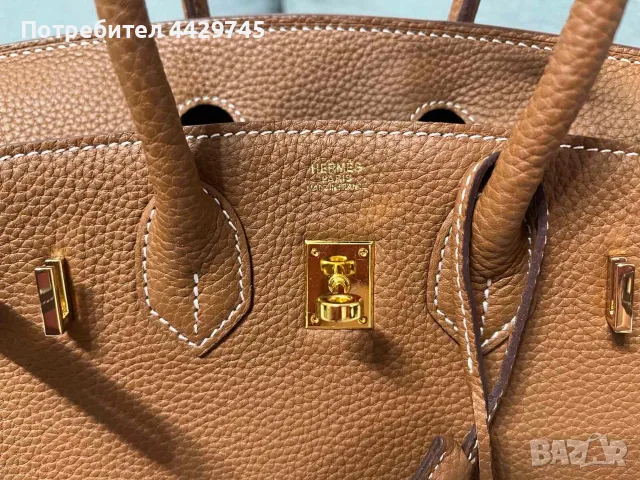 Кафява чанта Hermes Birkin 25 gold on gold, снимка 13 - Чанти - 56261275
