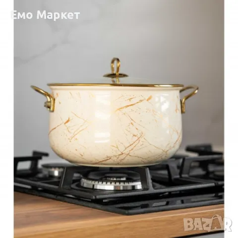 Тенджера Goldmann GM 8017-26B, 26см., Емайл, Индукция, Бял/Старо злато, снимка 3 - Съдове за готвене - 49413041