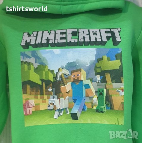 Нов детски суичър в зелен цвят с дигитален печат MINECRAFT, снимка 2 - Детски анцузи и суичери - 38484022