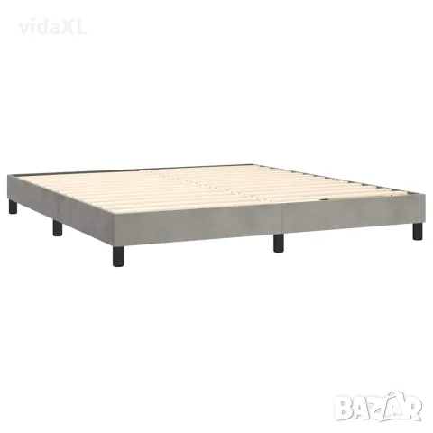vidaXL Рамка за легло с пружини, светлосива, 160x200 см, кадифе, снимка 4 - Спални и легла - 56146581