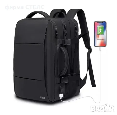 Раница за пътуване STELS, Ръчен багаж, 29x15x45см, Черен