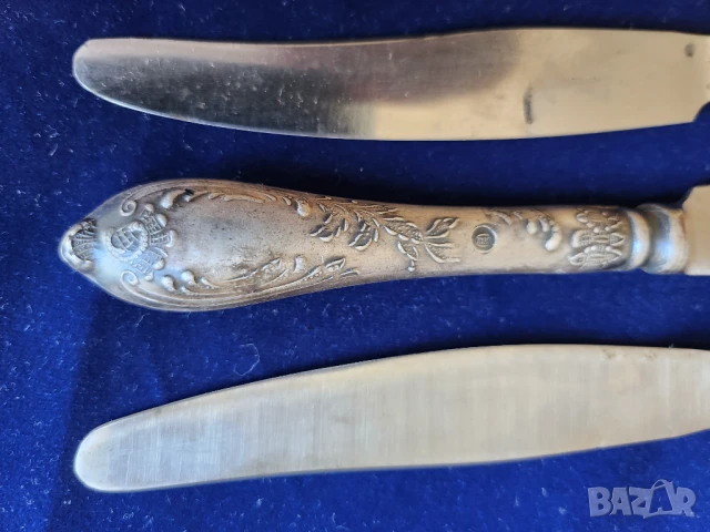 ножове от мелхиор, к-т от 6 броя , модел "Класик" на Фаберже, производство СССР, снимка 3 - Прибори за хранене, готвене и сервиране - 50808506