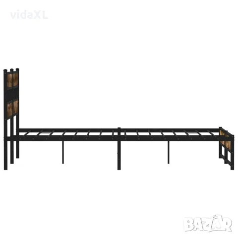 vidaXL Метална рамка за легло, без матрак, опушен дъб, 140x200 см, снимка 5 - Спални и легла - 56147468