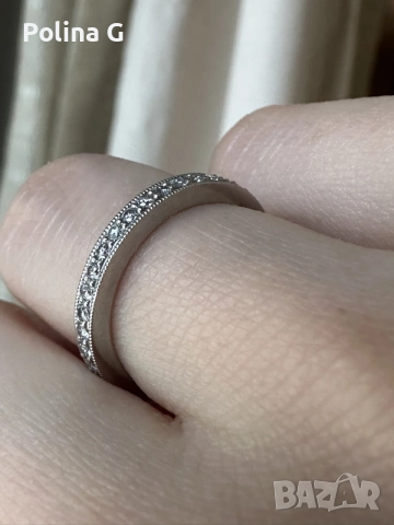 Оригинален Tiffany & Co. платинен пръстен с диаманти – PT950, снимка 3 - Пръстени - 56299853