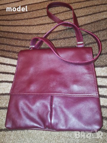 Дамска чанта естествена кожа Vera Pelle цвят бордо , снимка 3 - Чанти - 34262328