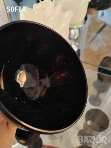 Fidenza Italy купички за сладолед Винтидж обсидианово Италианско стъкло, снимка 3 - Антикварни и старинни предмети - 51700533