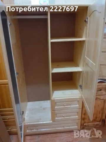 Гардероб комбиниран с 1 огледало - масив, снимка 4 - Гардероби - 48813339