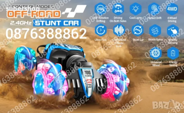 ПРОМО! Кола Трансформър за каскади дистанционно управление,светлини музика, снимка 8 - Коли, камиони, мотори, писти - 48098702