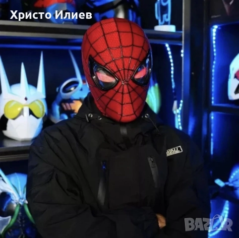 Маска Спайдърмен Марвел с мигащи магнитни светещи очи дистанционно пръстен Spiderman Marvel карнавал, снимка 11 - Други - 51852468