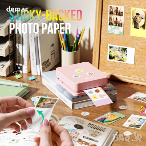 Преносим фотопринтер Nelko PP01 със 100 листа хартия и касета, розов, снимка 9 - Принтери, копири, скенери - 54327417