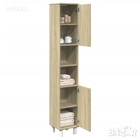 vidaXL Шкаф за баня, сонома дъб, 30,5x30x179 см, инженерно дърво, снимка 2 - Шкафове - 56148232