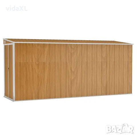 vidaXL Градинска барака за стенен монтаж, кафява, 118x382x178 см, поцинкована стомана(SKU: 316232)