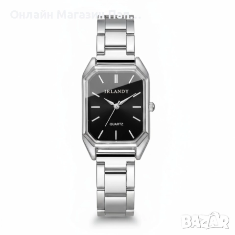 Дамски кварцов часовник IRLANDY – правоъгълен корпус, стоманена верижка, сребрист или златист, снимка 7 - Дамски - 52349028