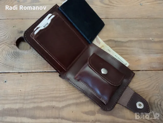 Ръчно изработен мъжки кожен портфейл , снимка 11 - Портфейли, портмонета - 48268459