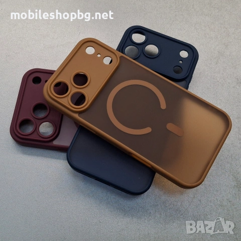 iPhone 17 Pro Max кейс MagSafe кафяв бордо тъмно син