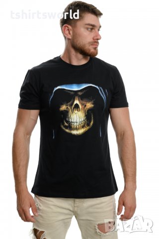 Нова мъжка тениска с дигитален печат Череп с качулка, Скелет, снимка 7 - Тениски - 37664193