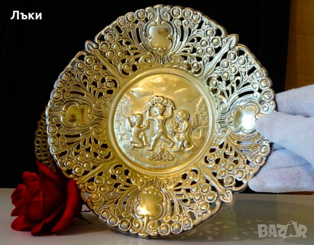 Посребрена фруктиера Ангели,барок. , снимка 6 - Антикварни и старинни предмети - 34562786