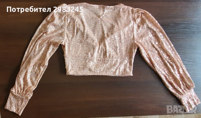 Блуза с дълъги ръкави и пайети, снимка 2 - Корсети, бюстиета, топове - 54257453