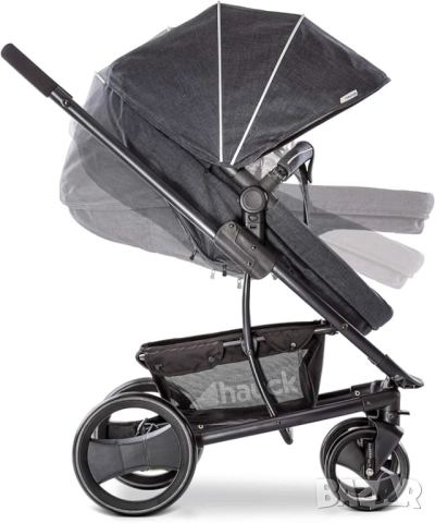 Hauck Pacific 4 Shop’n Drive Set – 3 в 1 Бебешка Количка, Столче за Кола и Трансформиращ се Кош Сива, снимка 6 - Детски колички - 52361271