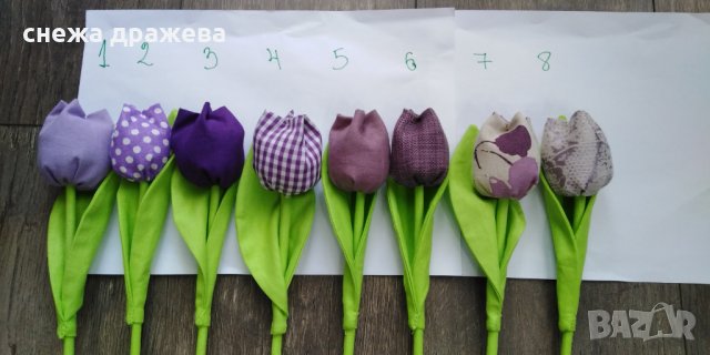Текстилни лалета, снимка 4 - Изкуствени цветя - 24074189