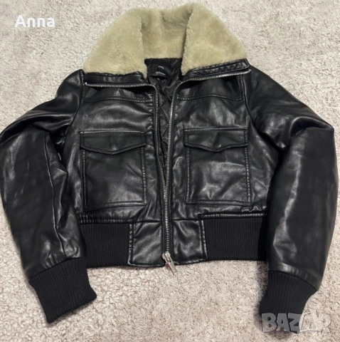 Дамско яке, материал: изкуствена кожа. Размер M. Марка: Mango. Пролетно-есенен вариант., снимка 2 - Якета - 53901512