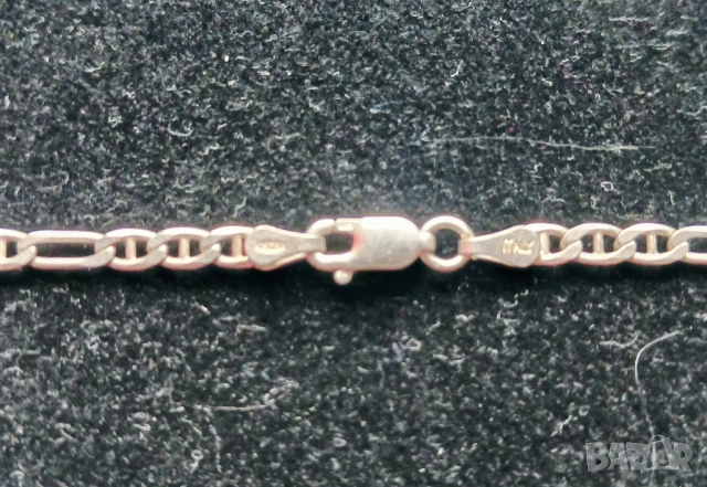 Сребърен синджир с плетка тип ''Фигаро/Картие'' (Figaro) , снимка 2 - Колиета, медальони, синджири - 52357668