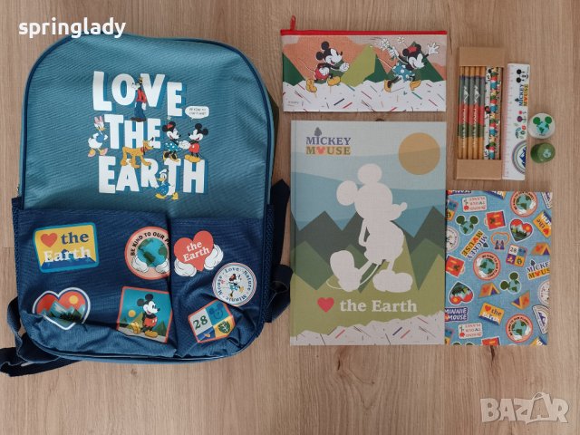 Детска раница/ ученически комплект Мики Маус и приятели/Mickey Mouse Love the Earth
