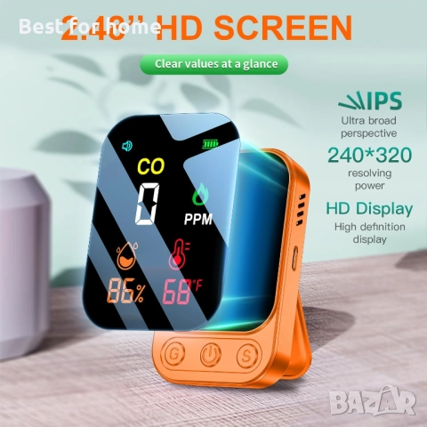 Преносим детектор за въглероден оксид със сензор за температура и влажност [3 в 1]  , снимка 5 - Други инструменти - 51473236