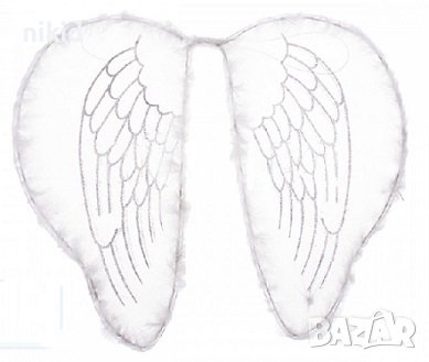 Големи ангелски крила ангел бели с пух дамски детски парти костюм, снимка 2 - Други - 42794765