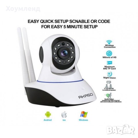 Охранителна камера с нощно виждане, WiFi - 1080P за домашно видеонаблюдение на телефон, снимка 6 - IP камери - 30918615