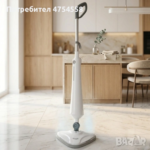 Парен моп Adler 1300W | Дезинфекция с пара без химикали | 7м кабел + 2 кърпи | За всички подове, снимка 2 - Парочистачки и Водоструйки - 54355909